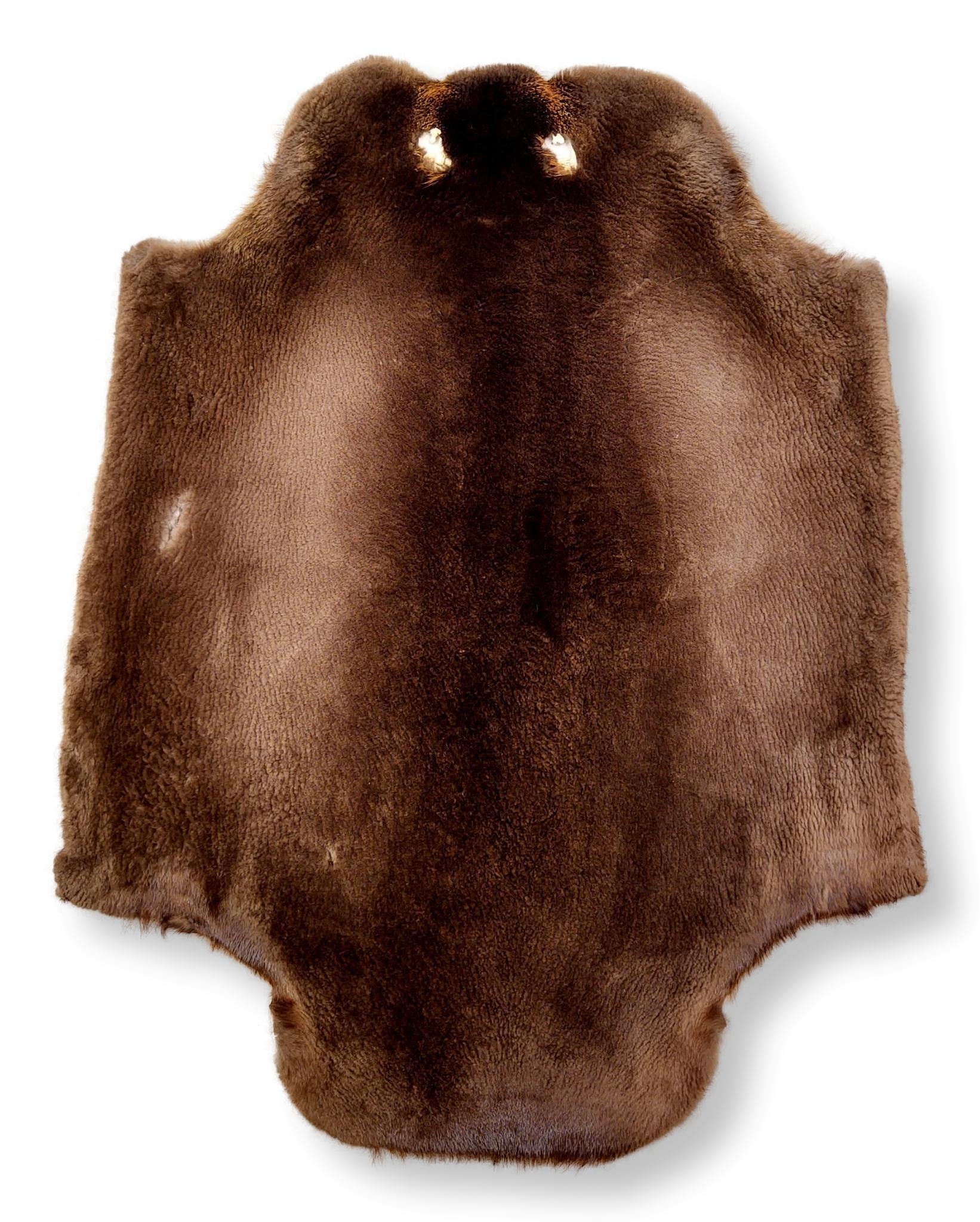 Bæver klippet brun - klædt pelshud - pels - Image 5