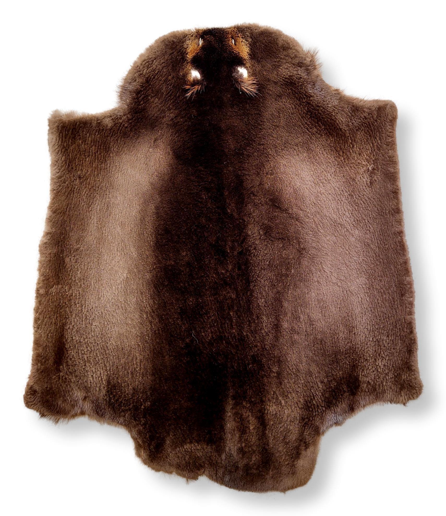 Bæver klippet brun - klædt pelshud - pels - Image 6