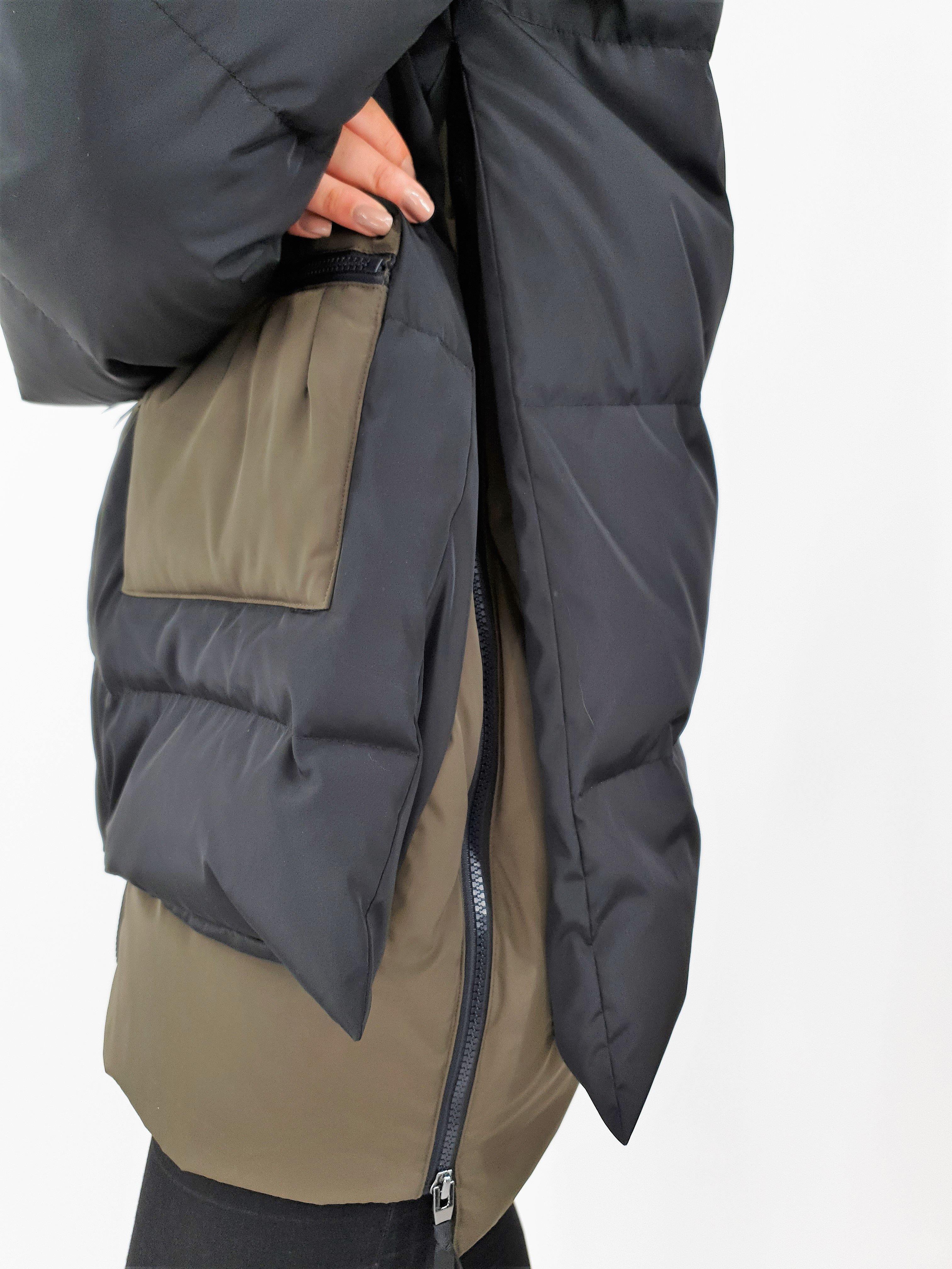 Daciana Black/Army Dunjakke med ægte pelskant - dame - Image 7