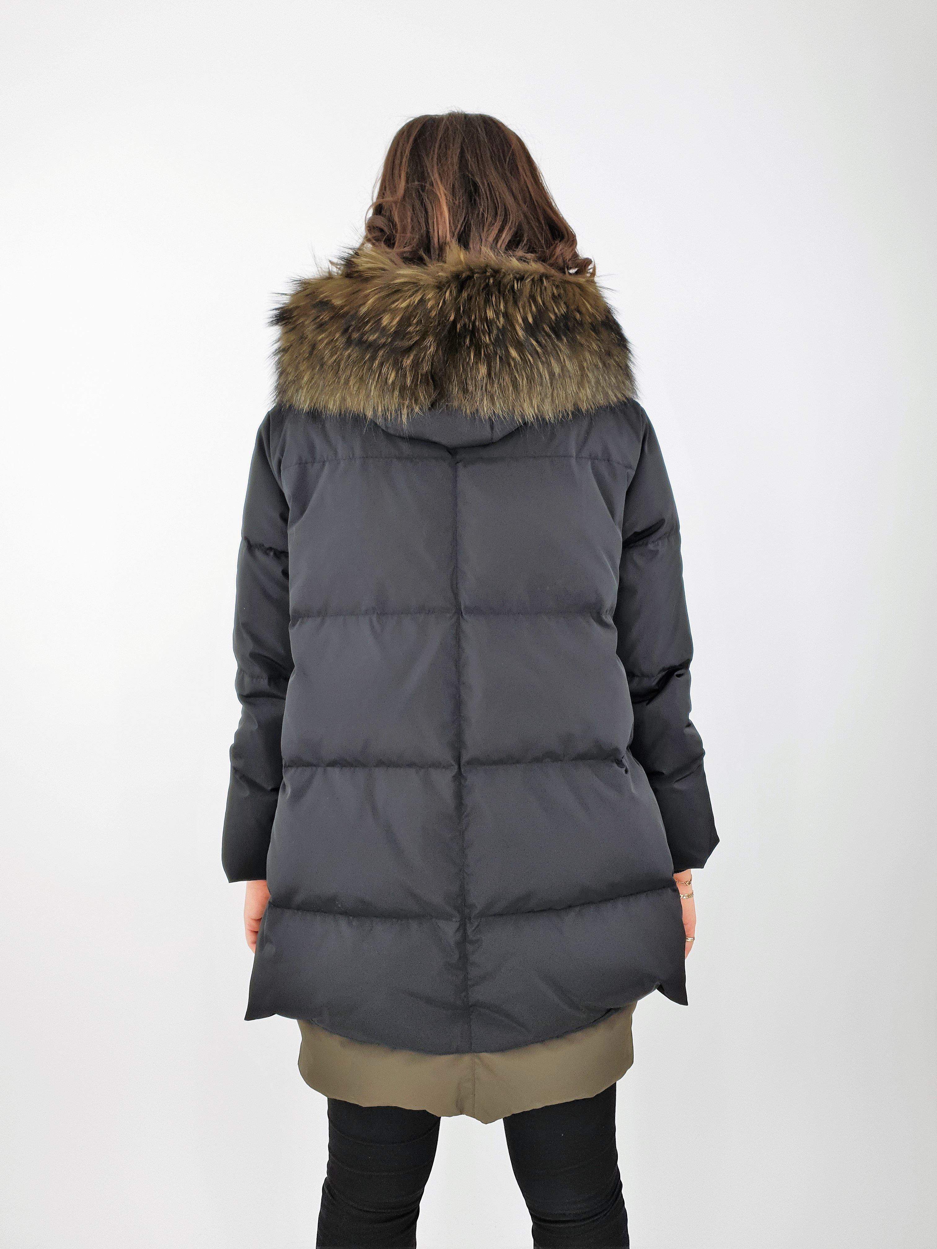 Daciana Black/Army Dunjakke med ægte pelskant - dame - Image 8