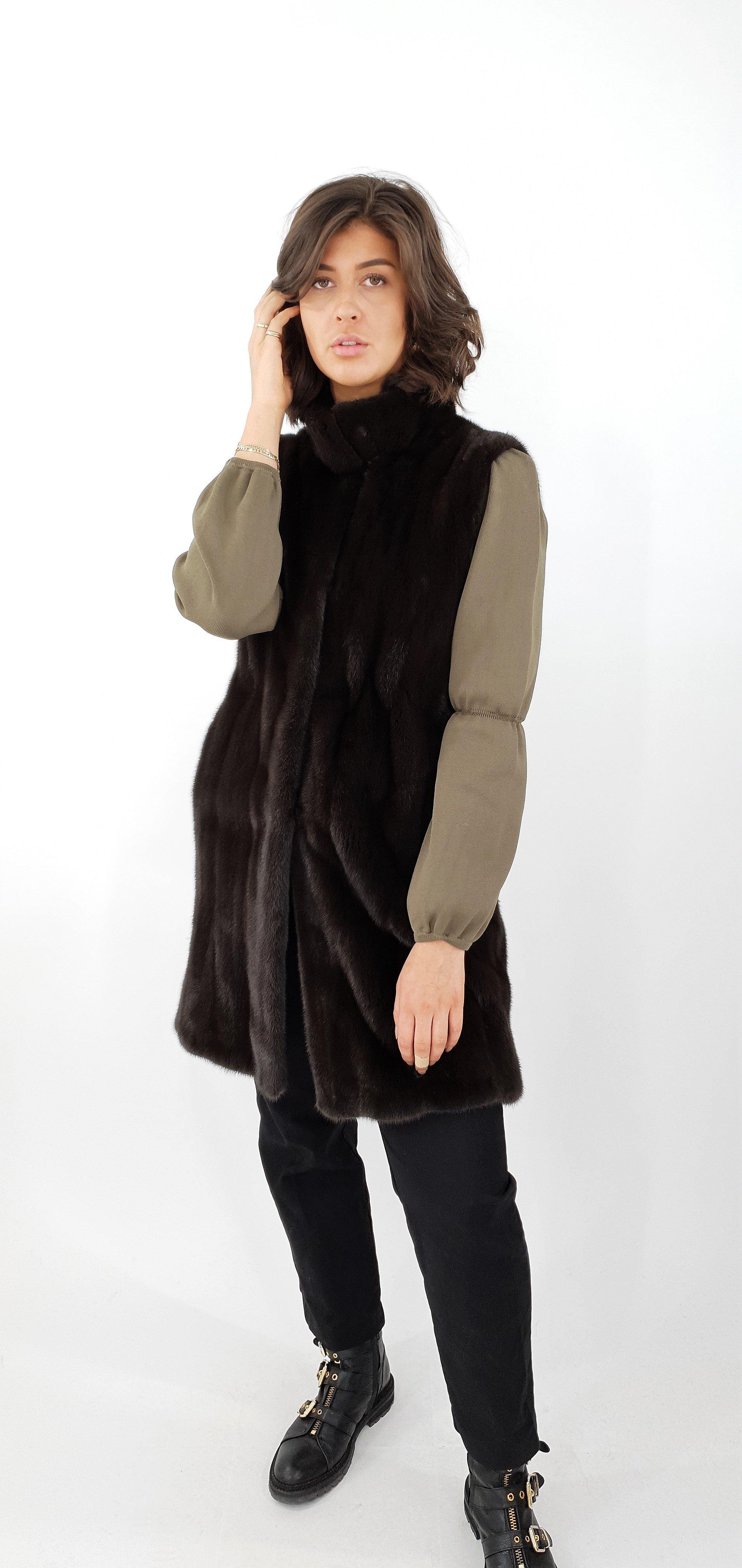 Mink vest model Denise 92 cm. - Kvinde - Chocolate - Image 4
