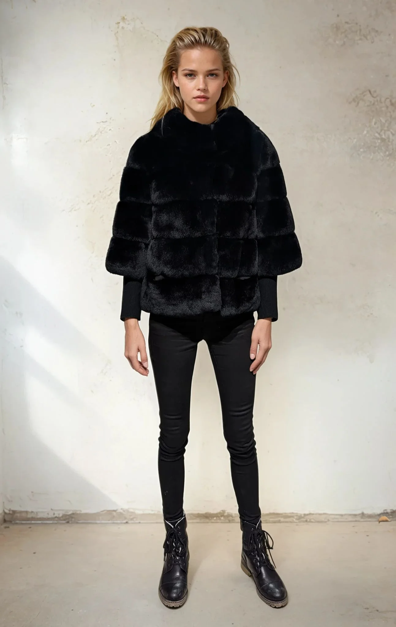 Rexkanin pels, 55 cm. - Dame - Sort - Image 4