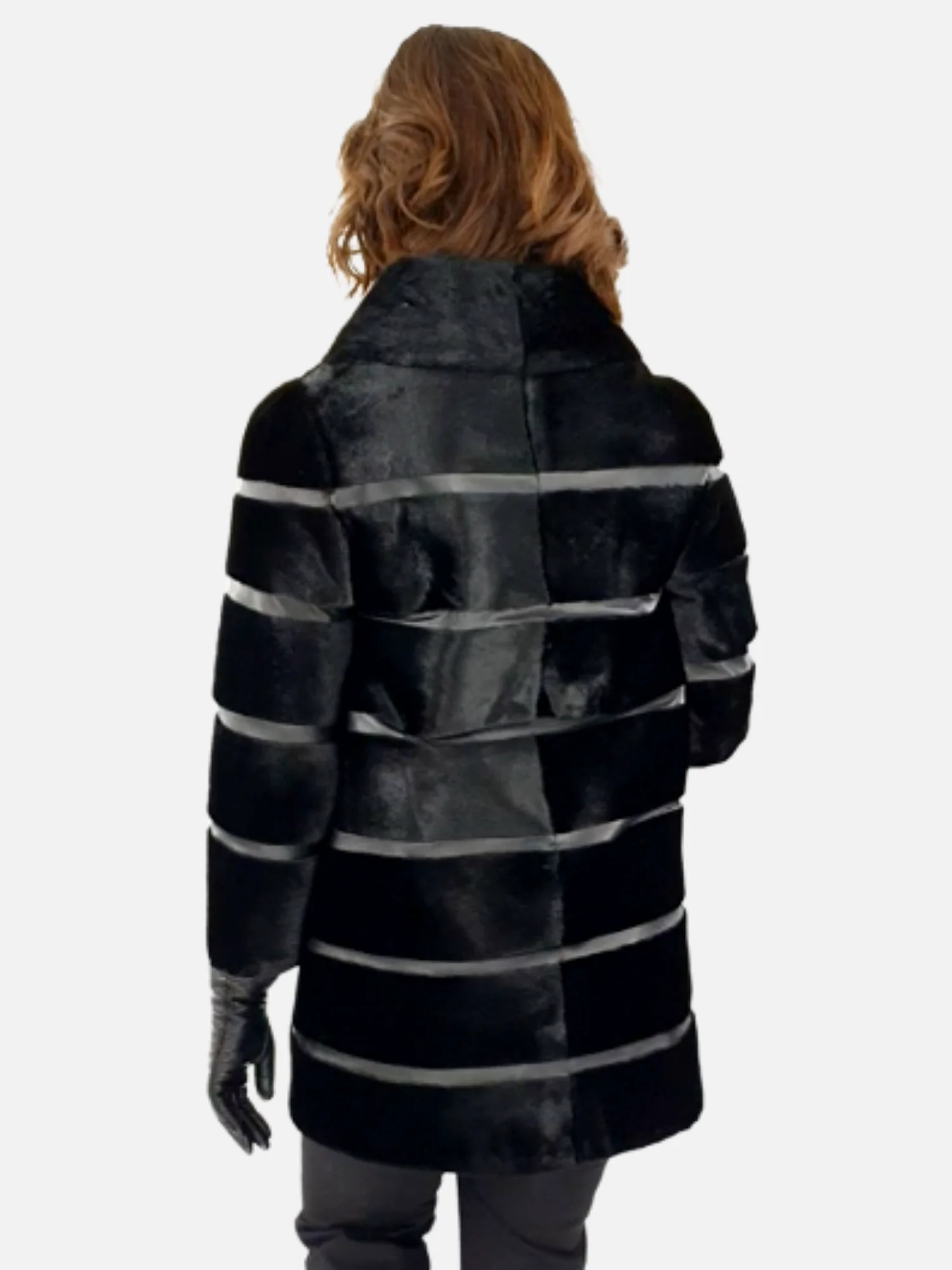 Paloma 80 cm. - Silke sæl jakke - Dame - Sort - Image 4