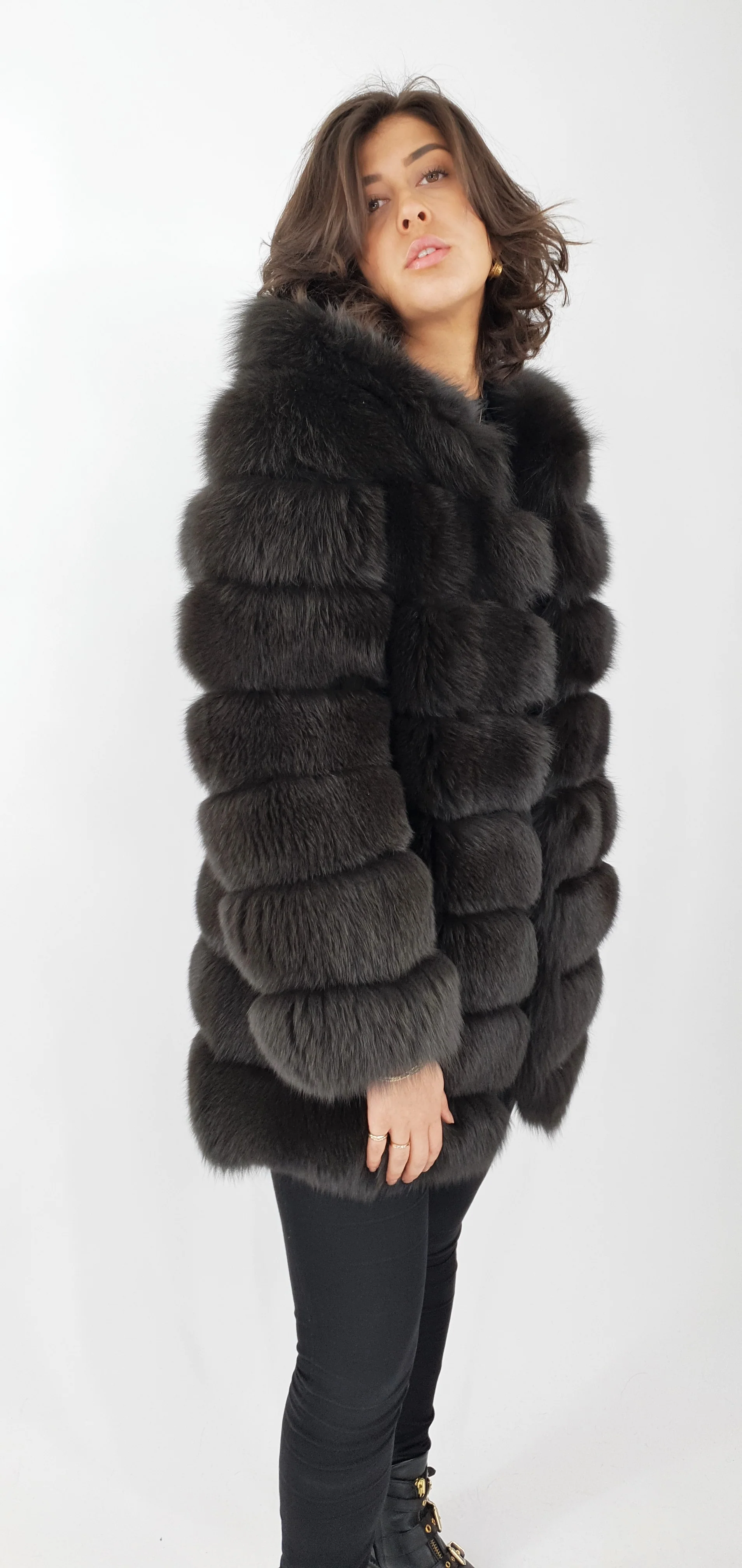 Petrovski, 80 cm. - Hætte - Blåræv Jakke - Kvinde - Army - Image 3