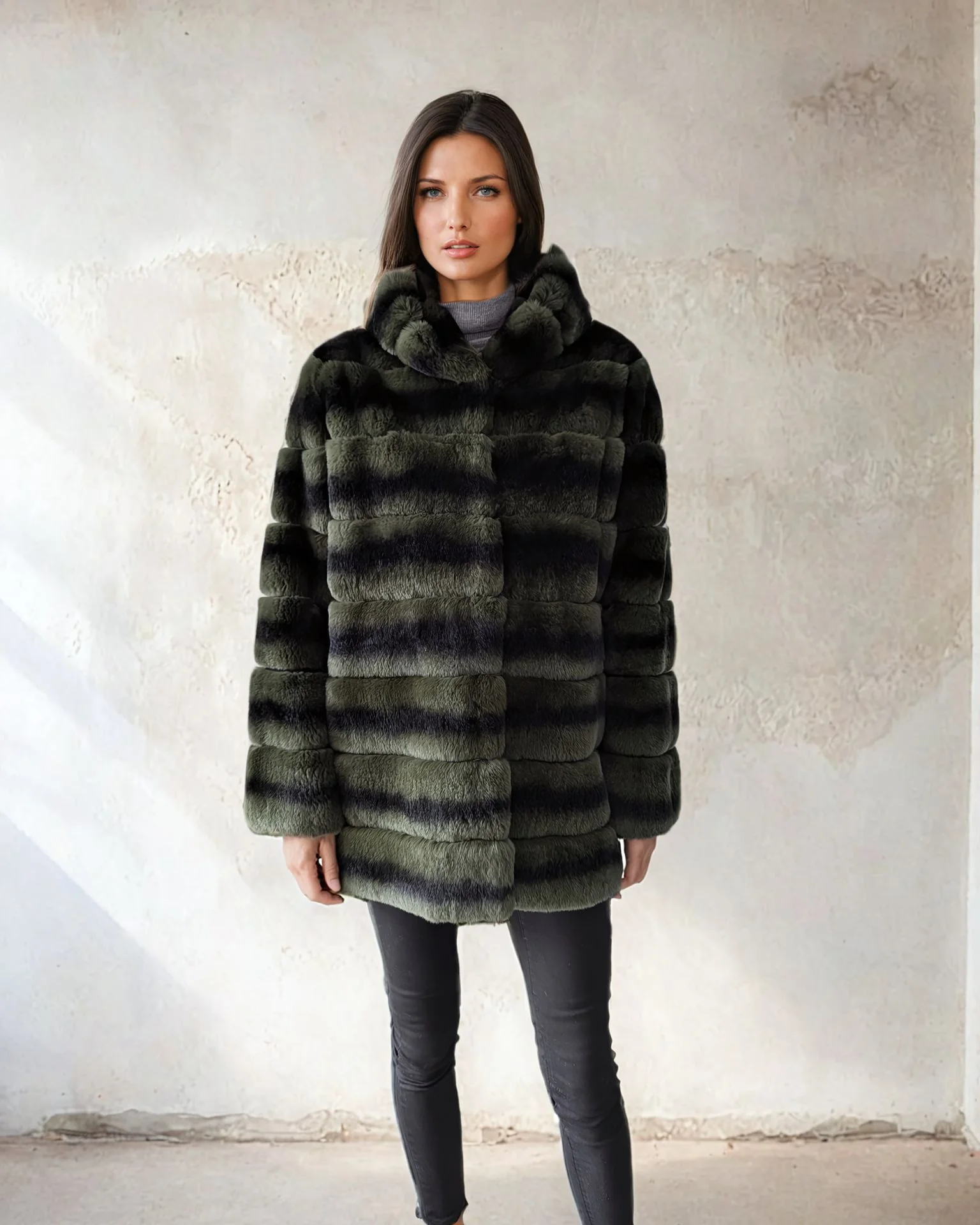 Petrovski, 80 cm. - Rex-kanin jakke - Kvinder - Army grøn - Image 4