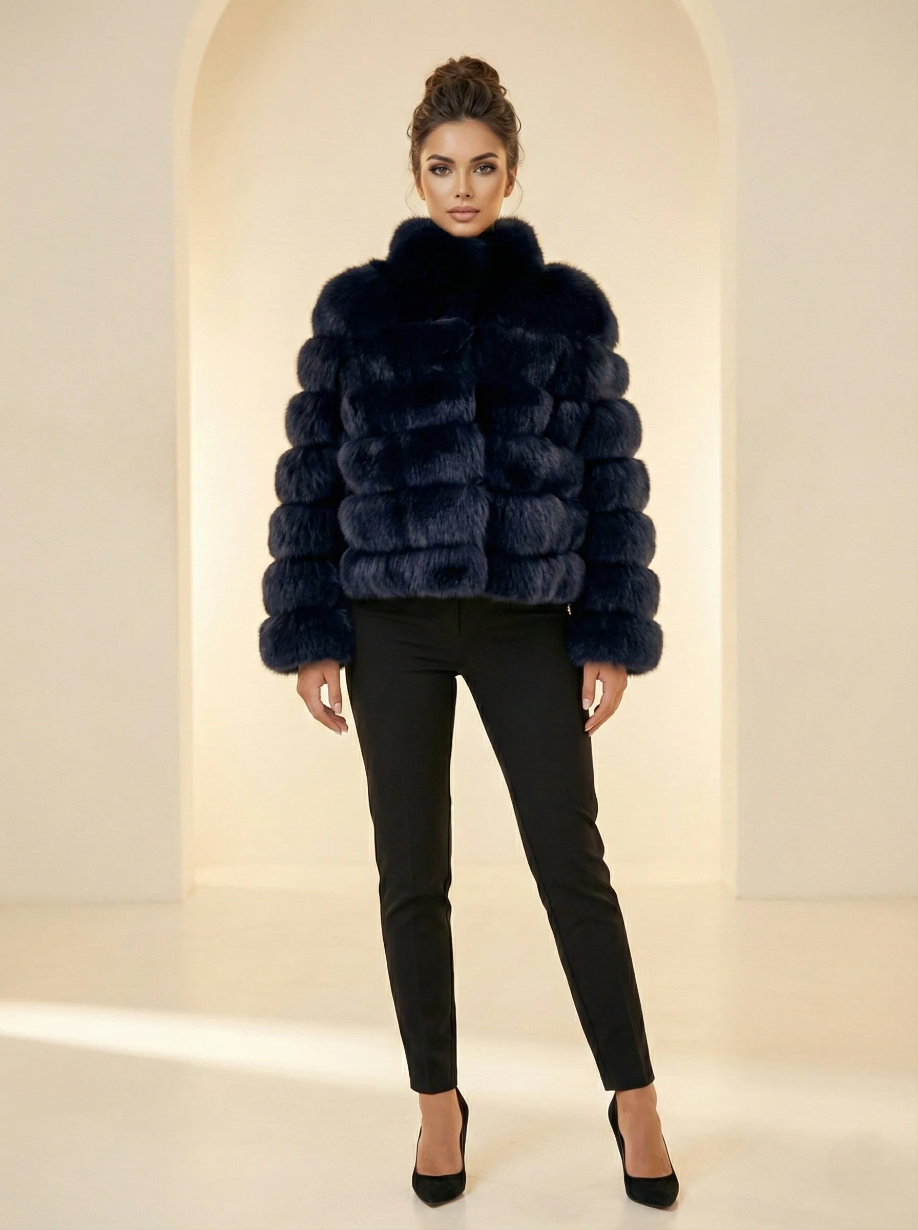 Virginia, 60 cm. - Blue Fox - Kvinder - Sort. - Image 4